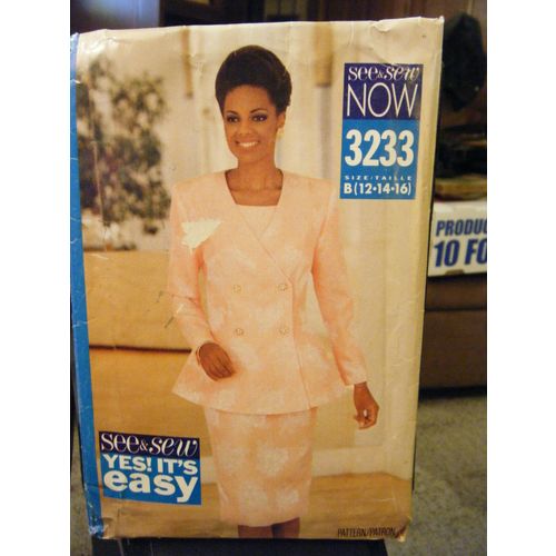 Vintage Butterick See & Sew 3233 Jacket, Skirt & Top Pattern - Sizes 12/14/16