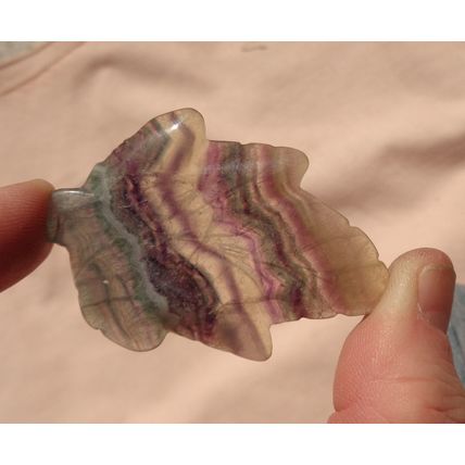 G Fluorite Leaf Gemstone Touch Stone 2.50 Inch Energy Work Pendant Inclusions