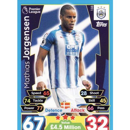 Match Attax 2017/2018 133 Mathias Jorgensen Huddersfield Town
