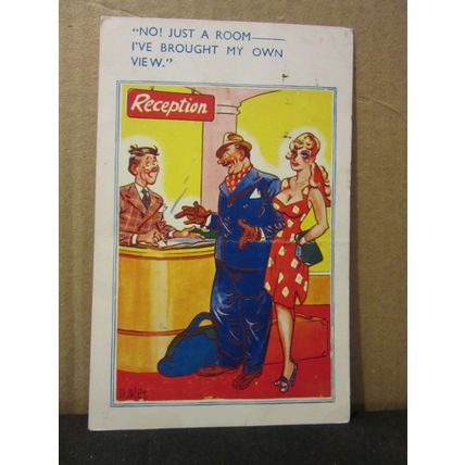 seaside comic humour used vintage postcard by E. Marks COMICARD 2307..1960s pm