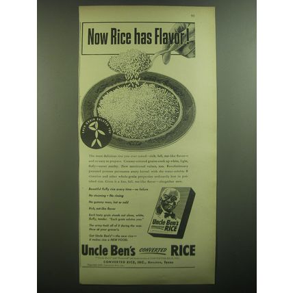 1947 Uncle Ben's Rice Ad - Now rice has flavor