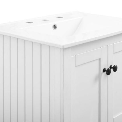 Modern 24" Bathroom Sink Vanity Gray or White Slat Design Cottage Style