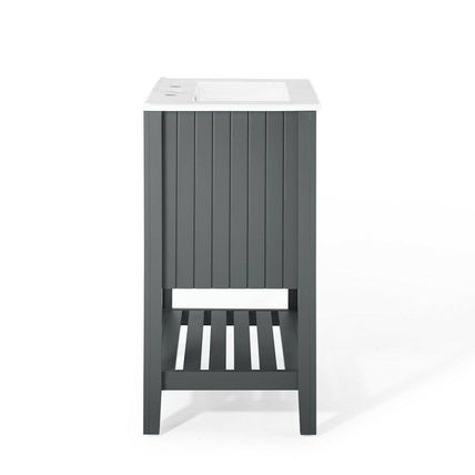 Modern 24" Bathroom Sink Vanity Gray or White Slat Design Cottage Style
