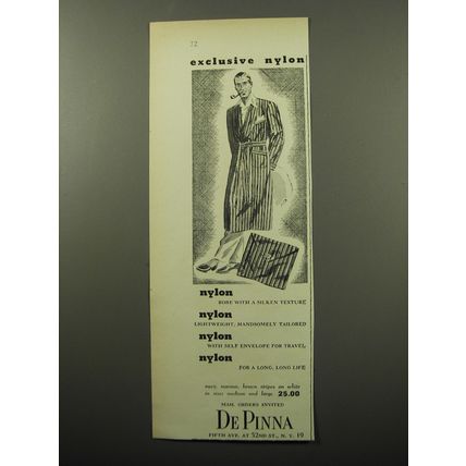 1950 De Pinna Robe Ad - Exclusive Nylon
