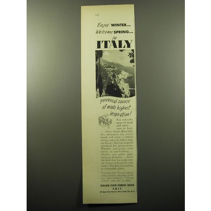 1950 Italy Tourism Advertisement - Enjoy winter.. welcome spring.. in Italy
