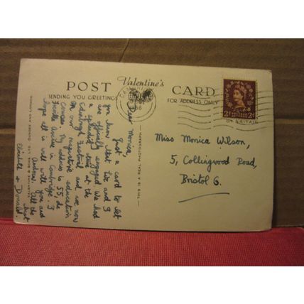 PEMBROKE COLLEGE CAMBRIDGE used postcard RP Valentine 1956 pm =
