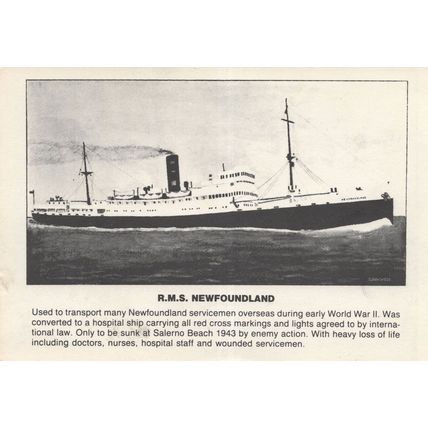 RMS Newfoundland War Military Medical Ship Painting Postcard