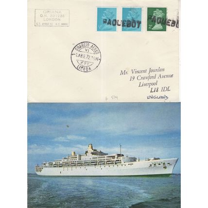 Oriana P&O Lines Ship 1970s 2x Posted On Board & Postcard