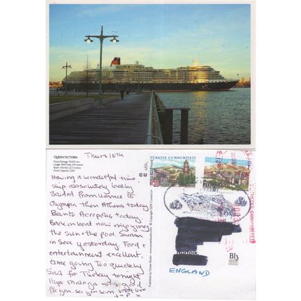 Queen Victoria Cruise Ship On Board Turkey Passenger Postcard