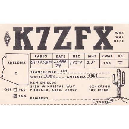 W Kristal Way Phoenix Arizona Totem Pole QSL Amateur Radio Card