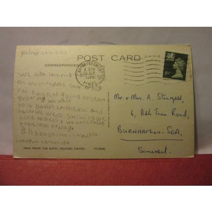 VIEW FROM THE RATH, MILFORD HAVEN, PEMBROKESHIRE, WALES used postcard 1974 pm =