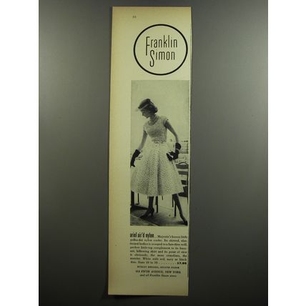 1952 Franklin Simon Majestic Dress Ad - Ariel air'd nylon