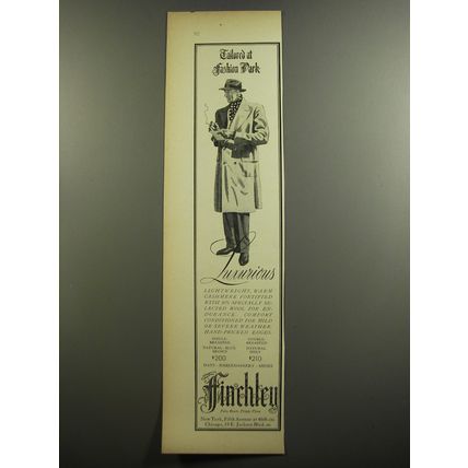 1952 Finchley Coat Ad - Tailored at Fashion Park Luxurious