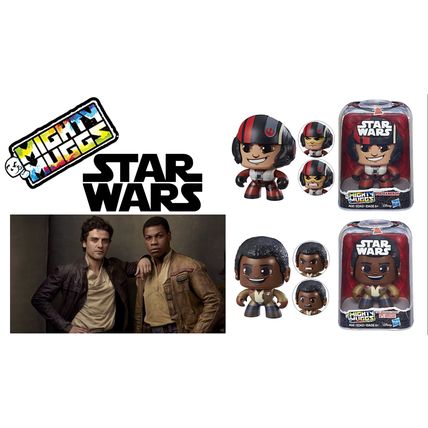 2 New Star Wars Mighty Muggs Figures - Poe Dameron & Finn
