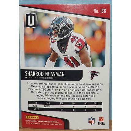 2019 Panini Unparalleled SHARROD NEASMAN (Atlanta Falcons) Rookie Card 138