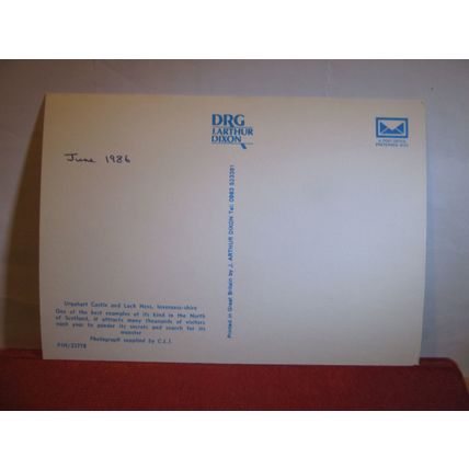 CASTLE URQUHART, LOCH NESS unused postcard DRG dated 1986 =