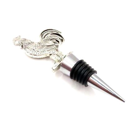 Cockerel Wine Bottle Stopper Metal Silver Colour Gift Home Decor 12.5 CM Wine