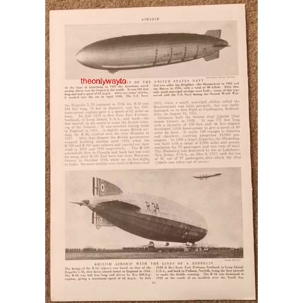 Airships, American Akron And British R34, Book Illustration, c1953