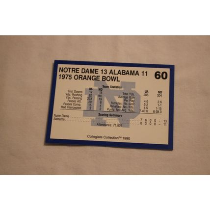 1975 Orange Bowl 1990 Collegiate Collection Notre Dame NO. 60