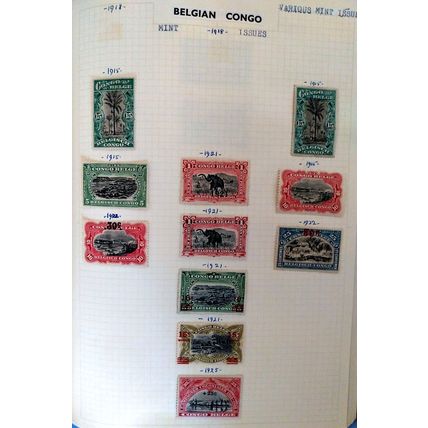 Belgian Congo 1915 to 1928 Mint issues some overprints