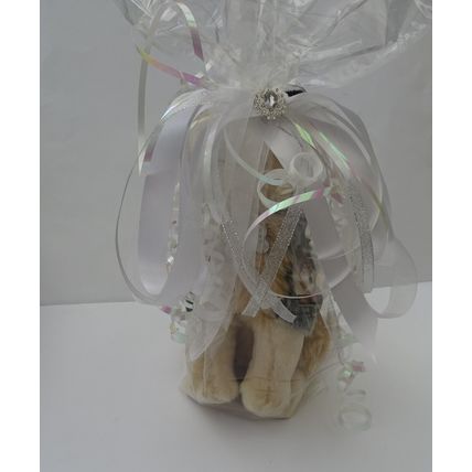 Toy Grey Wolf, not gift wrapped, with engraved tag, gift wrapped with tag
