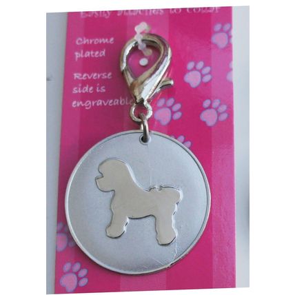 BICHON FRISE ID TAG, KEY RING TAG - HANDBAG CHARM, ZIP PULL, ENGRAVED FREE