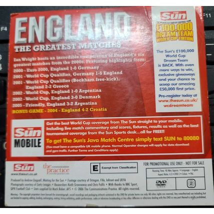 England DVD Promo The Sun Greatest Matches 00's 2000 Highlights From The Best