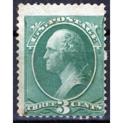 US Stamps 207 MLH VG 3c Washington, light toning ZAYIX 1124NB053
