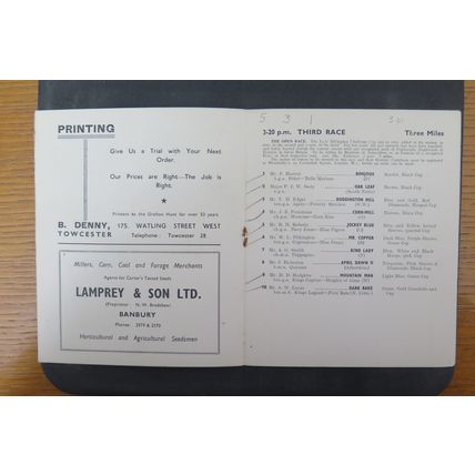 1954 GRAFTON HUNT POINT TO POINT RACECARD @ PATTISHALL