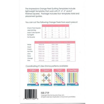 It’s Sew Emma ISE-719 Impressions Quilting Templates Orange Peel Set ©2016