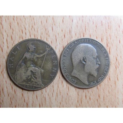 GB 1908 Edward VII Half PennyCoin