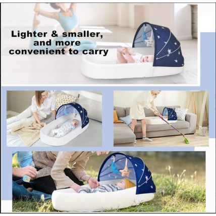 Portable Newborn Nest Lounger-Travel Bassinet, w/ Canopy - Indoor-Outdoor Use