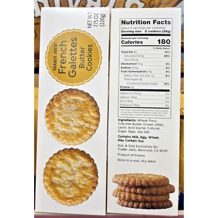 Trader Joe's French Galettes Butter Cookies 7.75oz 220g (2 Boxes)
