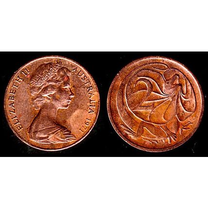 Australia Two Cent 1971 Used Coin Frilled neck-lizard 2c QE II