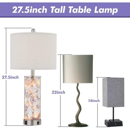 27.5" Modern Table Lamp for Living Room Set of 2,3 Way Dimmable Bedside Touch La
