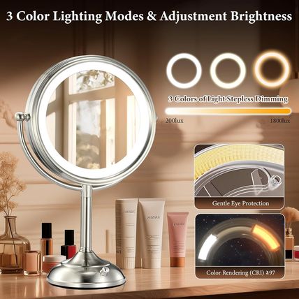 Professional 8.5" Large Lighted Makeup Mirror with Brighter Lights, 1X/10X True