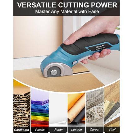 Cordless Electric Scissors Cardboard Cutter - AMZBUY 4V Rotary Cutter with Self-