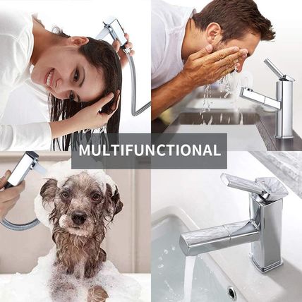 KAIYING Bathroom Sink Faucet with Pull Out Sprayer, Single Handle Basin Mixer Ta