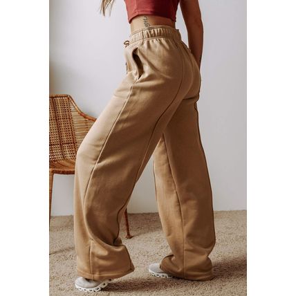 Smoke Gray Exposed Seam Drawstring High Waist Wide Leg Pants