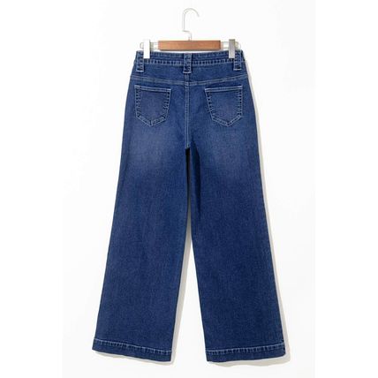 Sail Blue Wide Leg Pocketed High Waist Jeans