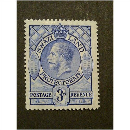 Swaziland KGV 1933 3d Blue Mounted Mint MM SG 14 Postage Stamp