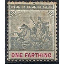 Barbados 1892 SG105 1/4d Slate-Grey & Carmine Mounted Mint .. .