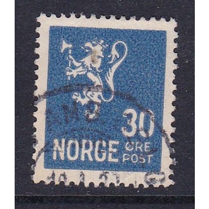 NORWAY 1926 30 ore 16 X 19.5mm BLUE USED SG190b