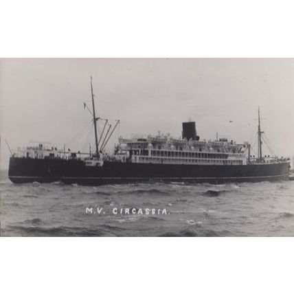MV Circassia Vintage Cruise Liner Ship Anchor Line Real Photo Postcard