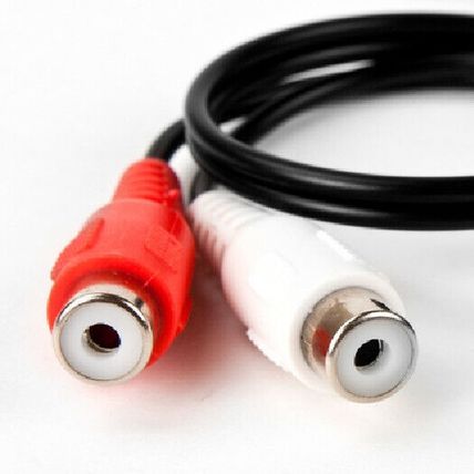 6 in. - 3.5mm Female to 2-RCA Female Jack Stereo Cable - Black