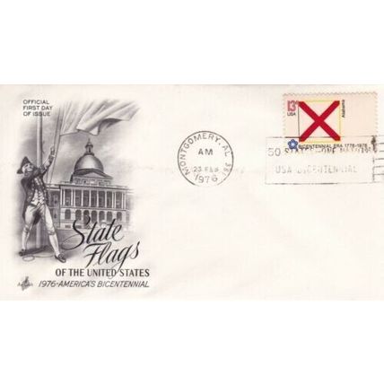 Alabama United States 1976 State Flags FDC Montgomery Cancel Unaddressed VGC