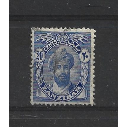 Zanzibar.SG306 20c Sultan Khalifa bin Harub (Bright Blue).Fine Used.Jul24e