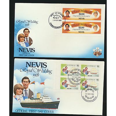 Nevis Stamps Scott #135 & 138, First Day Covers, 1st Printing