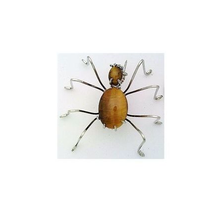 Tiger Eye Spider Stainless Wire Wrap Pin Brooch 13