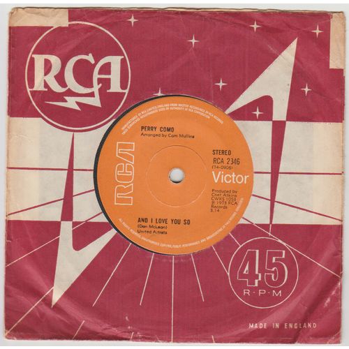 And I Love You So 1973 Perry Como on RCA label
